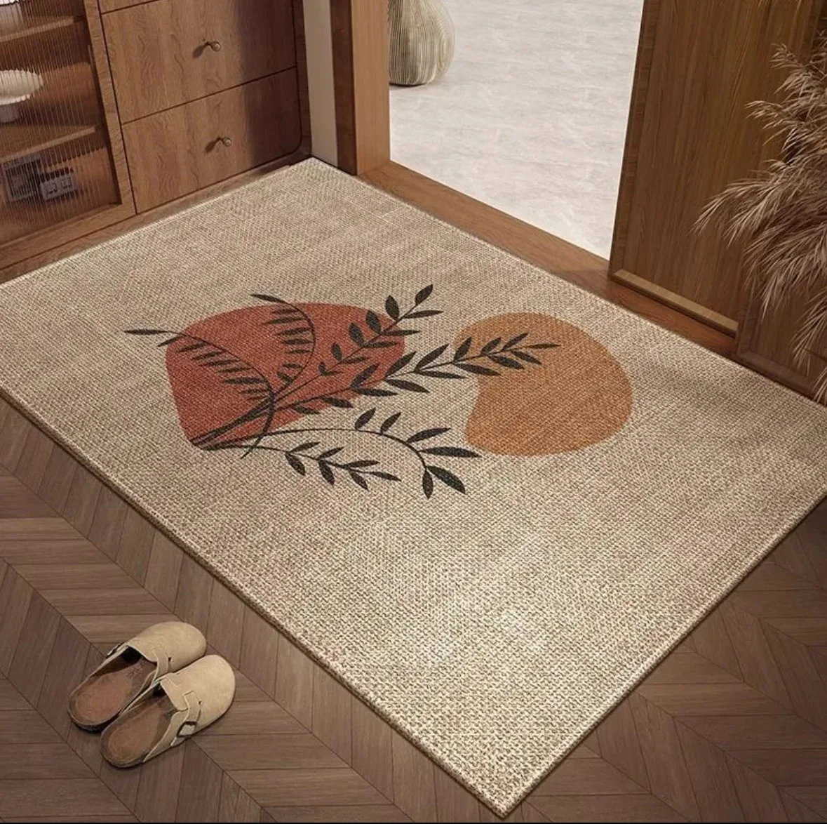 60X90CM simple linen style printed Floor mat for entrance door carpet household non-slip entrance mat rug porch foot mat