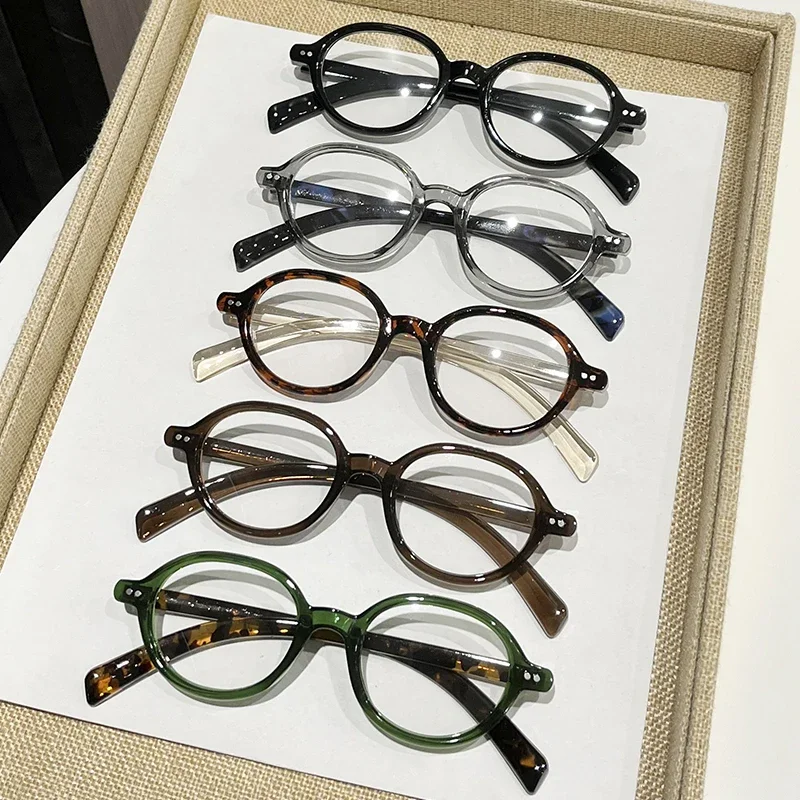 5Pcs/Lot Vintage Round Glasses Set Mixed Colors Retro Acetate Frame Anti Blue Light Eyewear Unisex Geek Chic Optical Spectacle