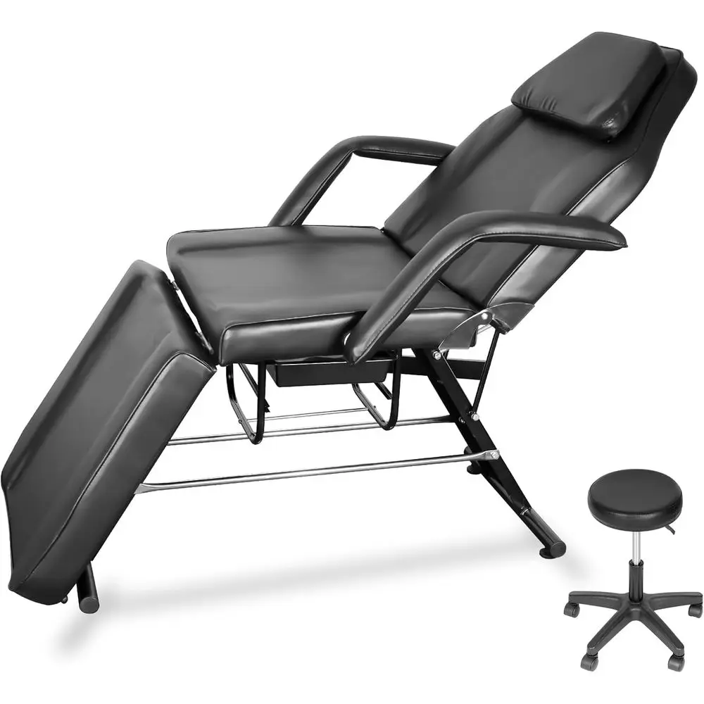 

Кушетка для наращивания ресниц и татуировок с грузоподъемностью 450 кг, регулируемый массажный стол для лица с местом для хранения для салонов и спа-центров