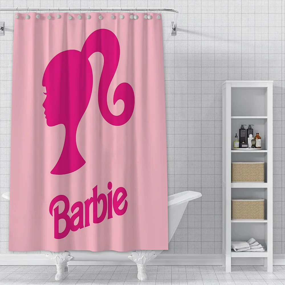 Hot Cartoon B-Barbie Shower Curtain Waterproof Polyester Fabric Paint Colorful Bath Curtains Home Bathroom Curtain With Hook