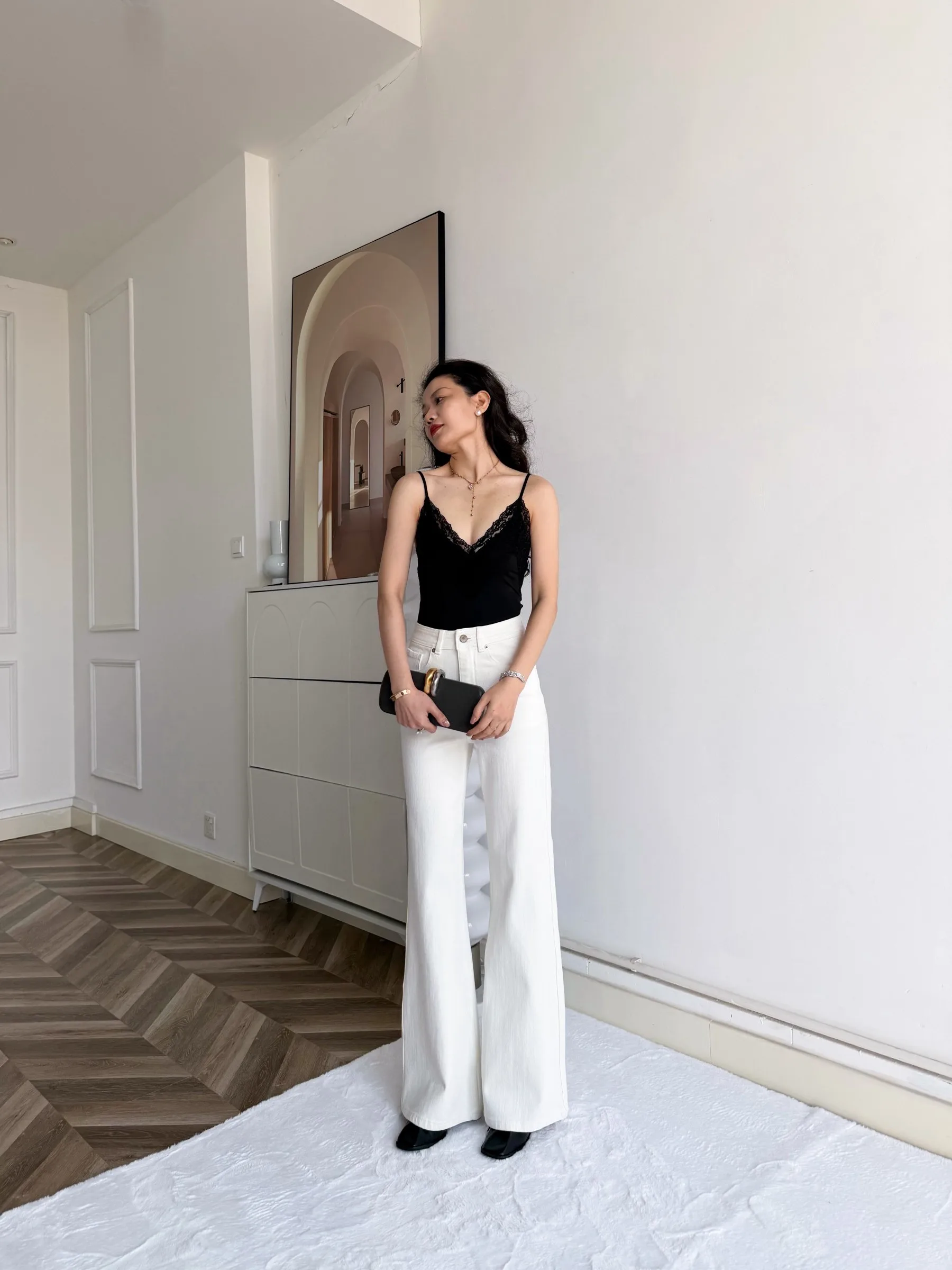 

Джинсы Terri Gentle Galaxy с высокой талией, двойной боковой линией, облегающие, из эластичной ткани, белые, микро-клеш, женские