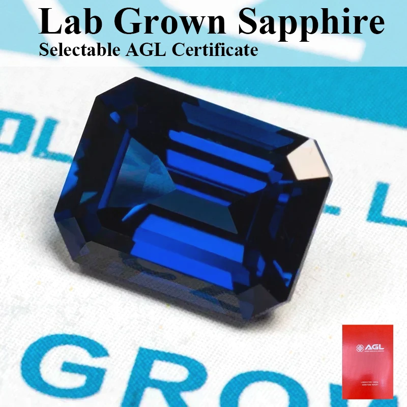 

Lab Grown Sapphire Emerald Shape Royal Blue Top Quality Stone ForDiy Jewelry Making Necklace Selectable Ce