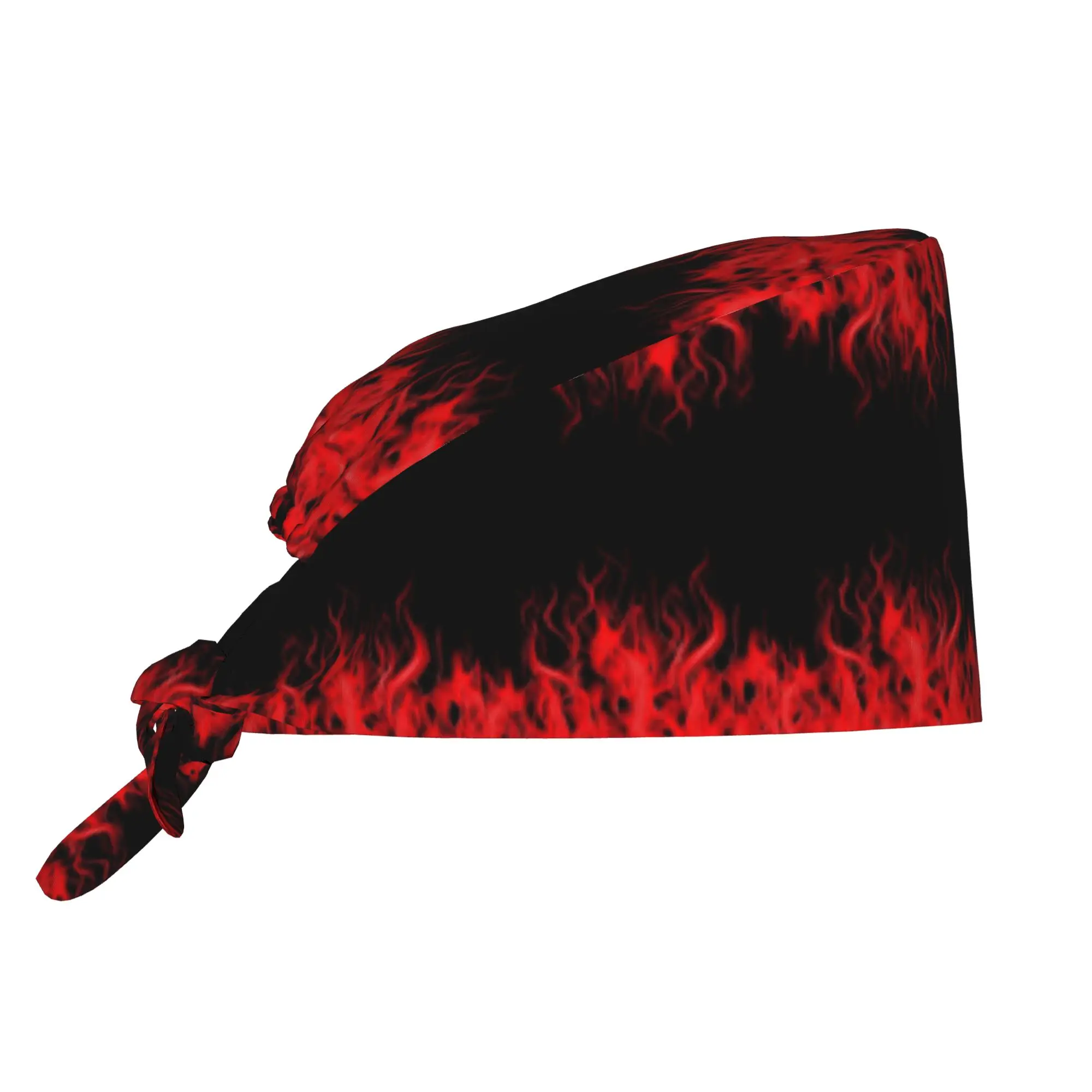 Custom Red Fire Hot Rod Racing Flames Medical Staff Scrubs Hat Men Women  For Chef Hat Scrub Caps