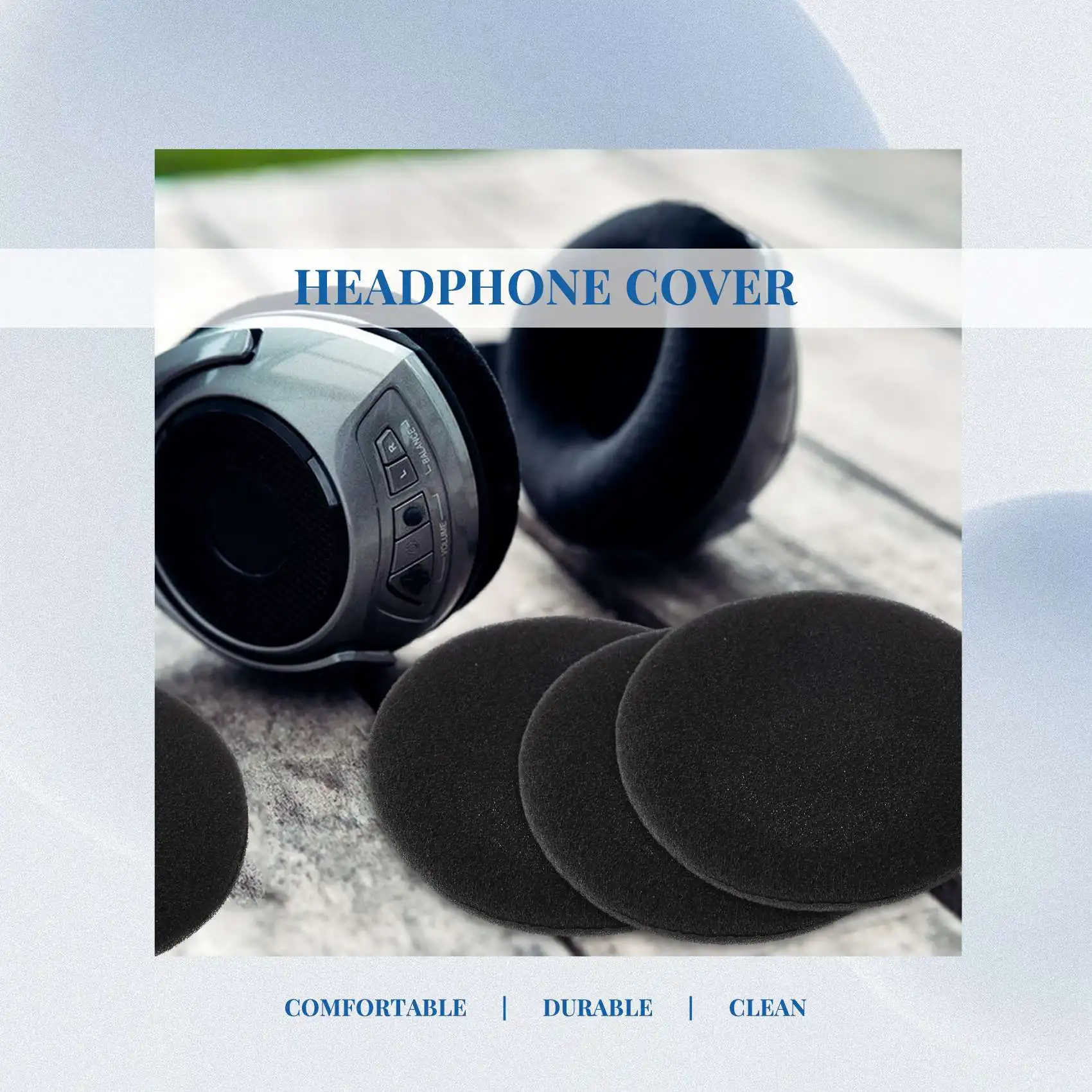 Espuma Ear Pad Capa para Fone de Ouvido, Preto, 50mm, Pacote de 2 pcs