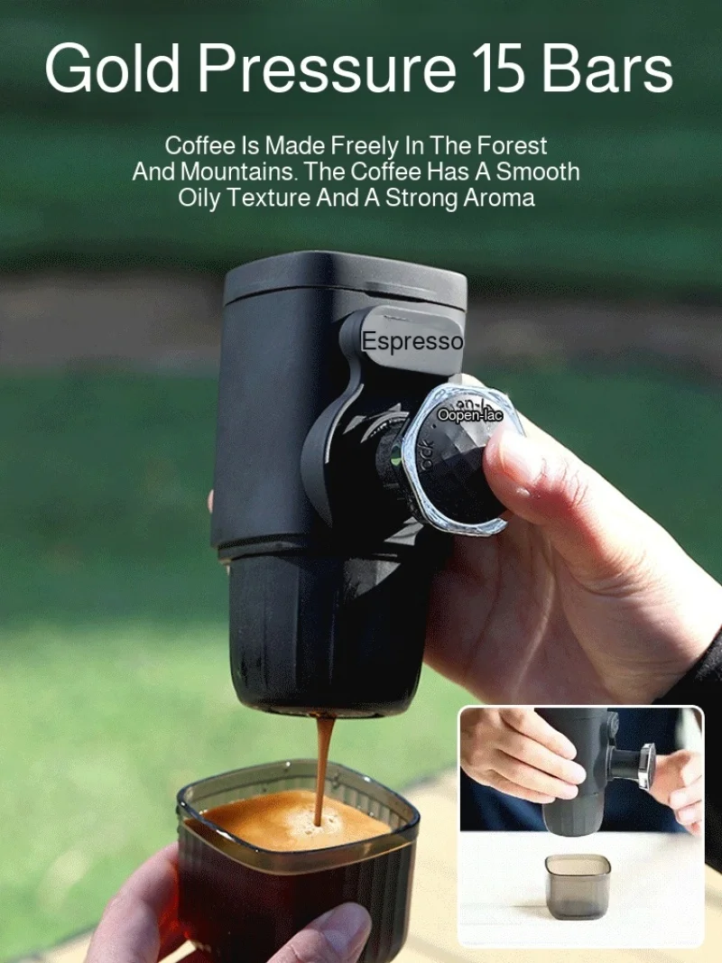 Cafetera portátil prensada a mano, máquina de café en cápsulas de Espresso portátil para exteriores, cafetera Espresso a presión de mano