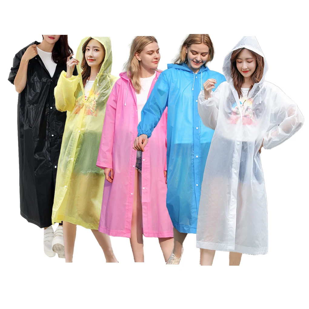 Adults Raincoat Thickened Waterproof Rain Coat Hooded Slicker Hoodie Fashion Drawstring Clothes with Hat Rainwear Blue