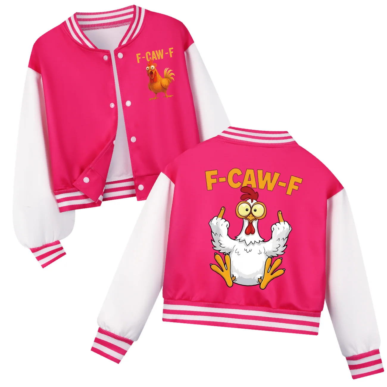 

F CAW F Chicken Funny Meme Kids Clothes F-Caw-F Boys Baseball Uniform Spring Autumn Baby Girls Casual Hoodies Children Costume