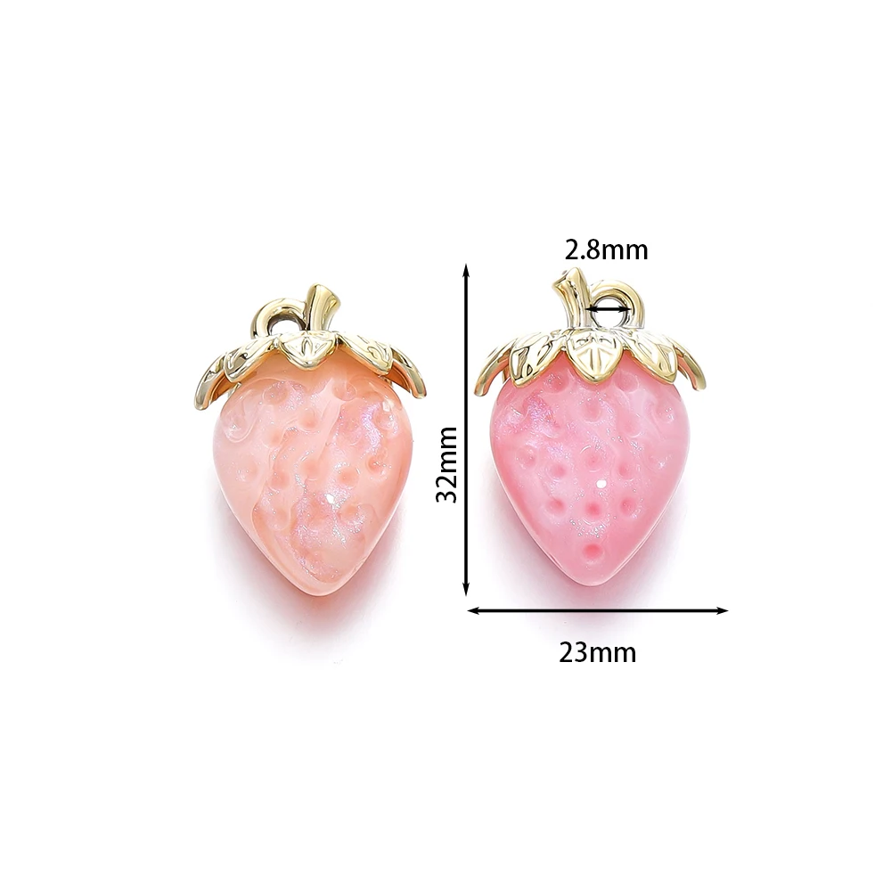 5Pcs/Lot 23*32mm Acrylic Strawberry Pendants Charms For DIY Necklace Pendant Jewelry Making Accessories Wholesale