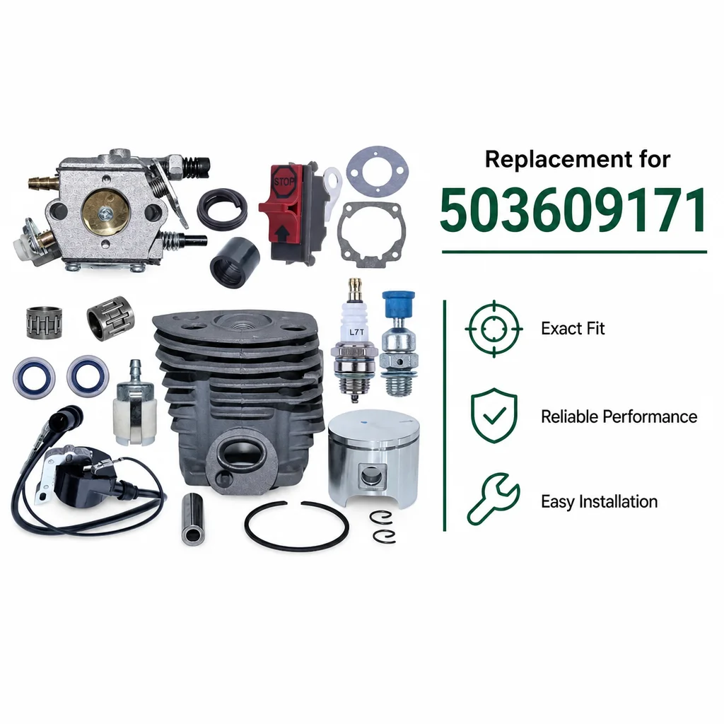 46mm Cylinder Piston Kit for Husqvarna 55 50 51 Chainsaw Repair Parts with Crank Bearing Gasket Carburetor Replaces 503609171