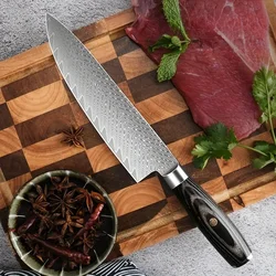 Kitchen Chef Knife, Damascus Steel Vegetable Cutting Knife, Household Sharp Meat Cutting Knife, Fruit Vegetable Knife  TB9195