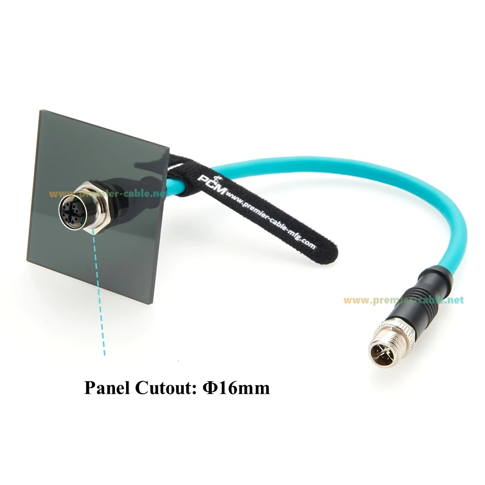 M12 8Pin X Code Male to Female Panel Mount Extension Cable CAT6A Industrial Ethernet High Flex Shielded Cord For Sensor Camera