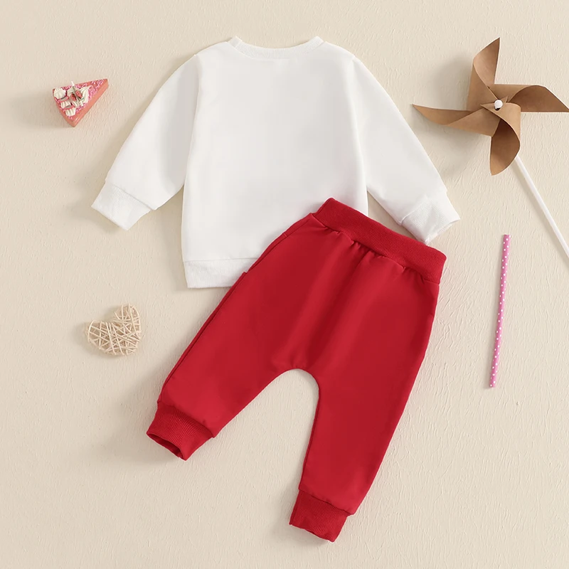 Toddler Boy Valentine s Day Sets Letter Long Sleeve Round Neck Sweatshirt Pockets Long Pants Outfits