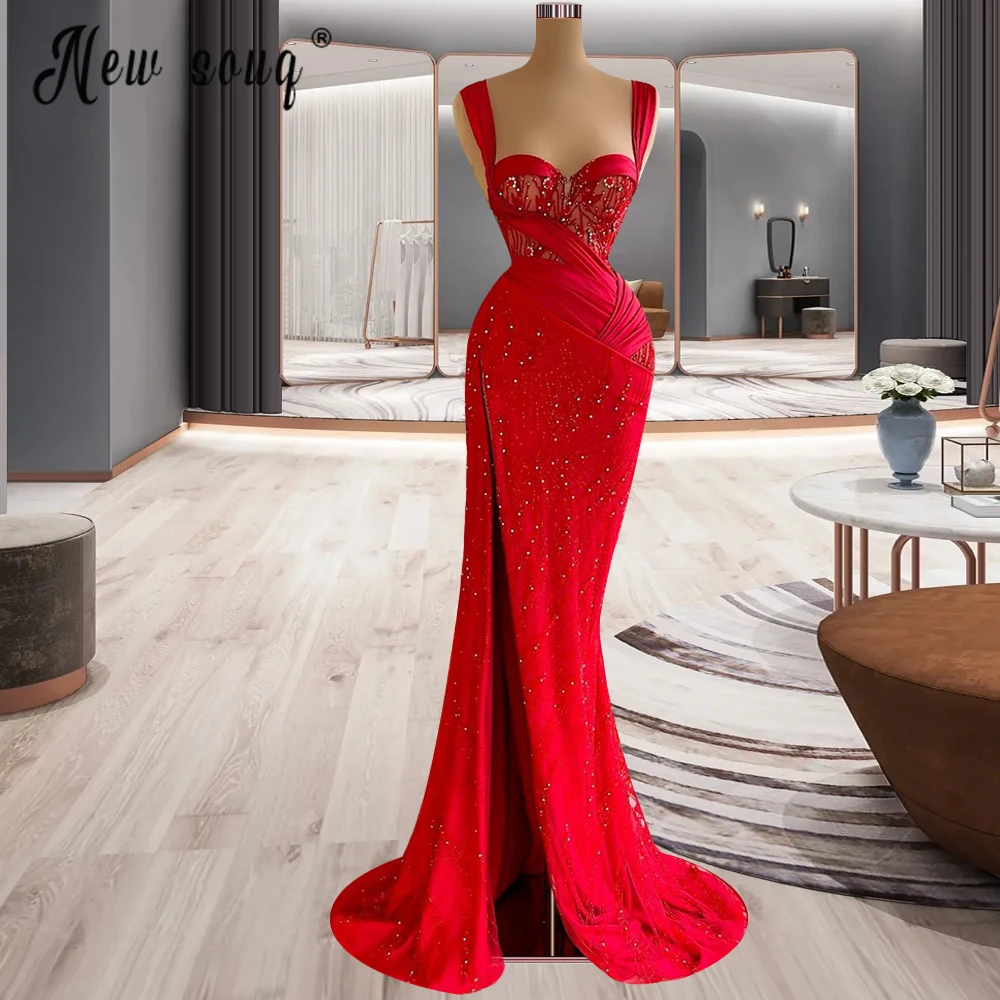 

2023 Robes De Soirée Vintage Square Neck High Slit Side Mermaid Evening Dress Beading Wedding Party Gowns Gorgeous Vestidos Gala