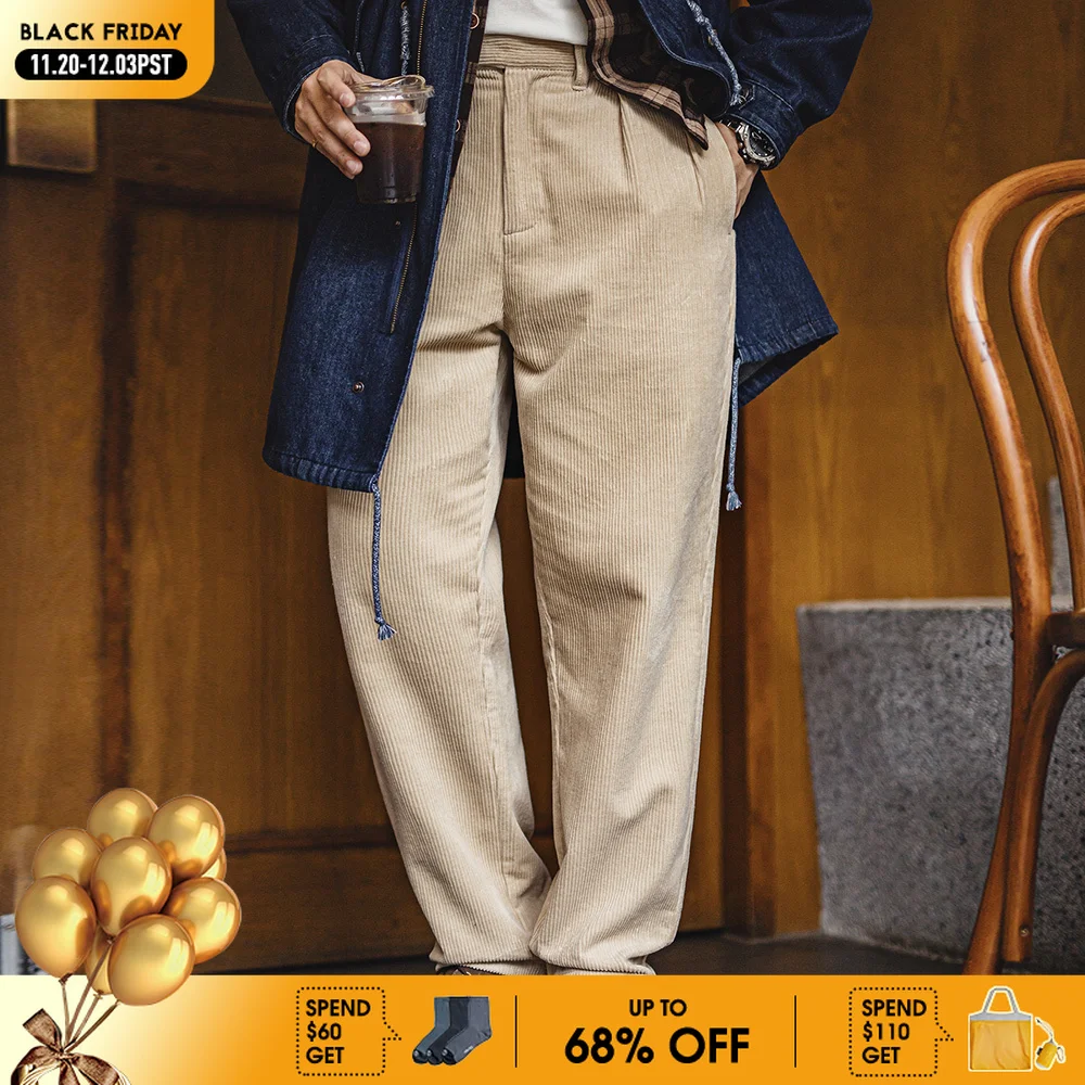 

Брюки Maden мужские тяжелые однотонные, классические брюки из искусственного хлопка, в стиле ретро, универсальные, Осень-зима