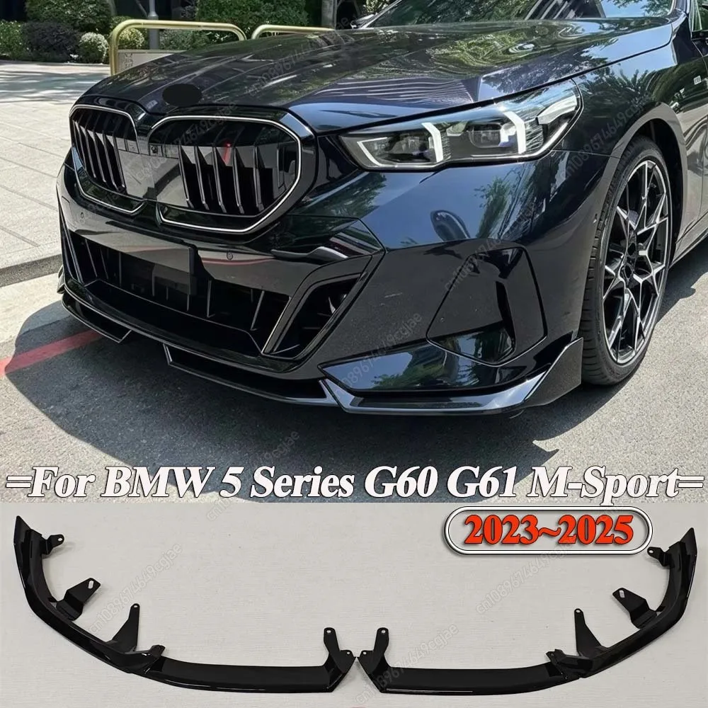 Front Bumper Splitters Lip Chin Diffuser Spoiler ABS Kits MP Style For BMW G60 G61 520i 520d 530e 550e I5 M60 M-Sport 2023-2025