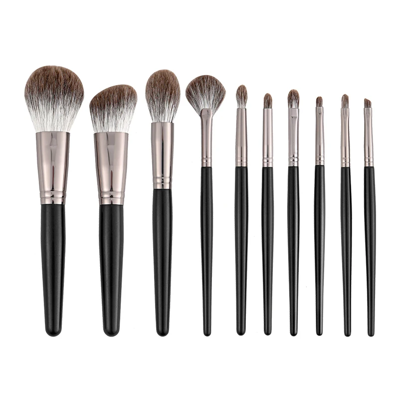 

High Quality Fox Hair Powder Makeup Brush Set Blending Blusher Highlight Eyeshadow Concealer Eyebrow Make up Brushes 10pcs
