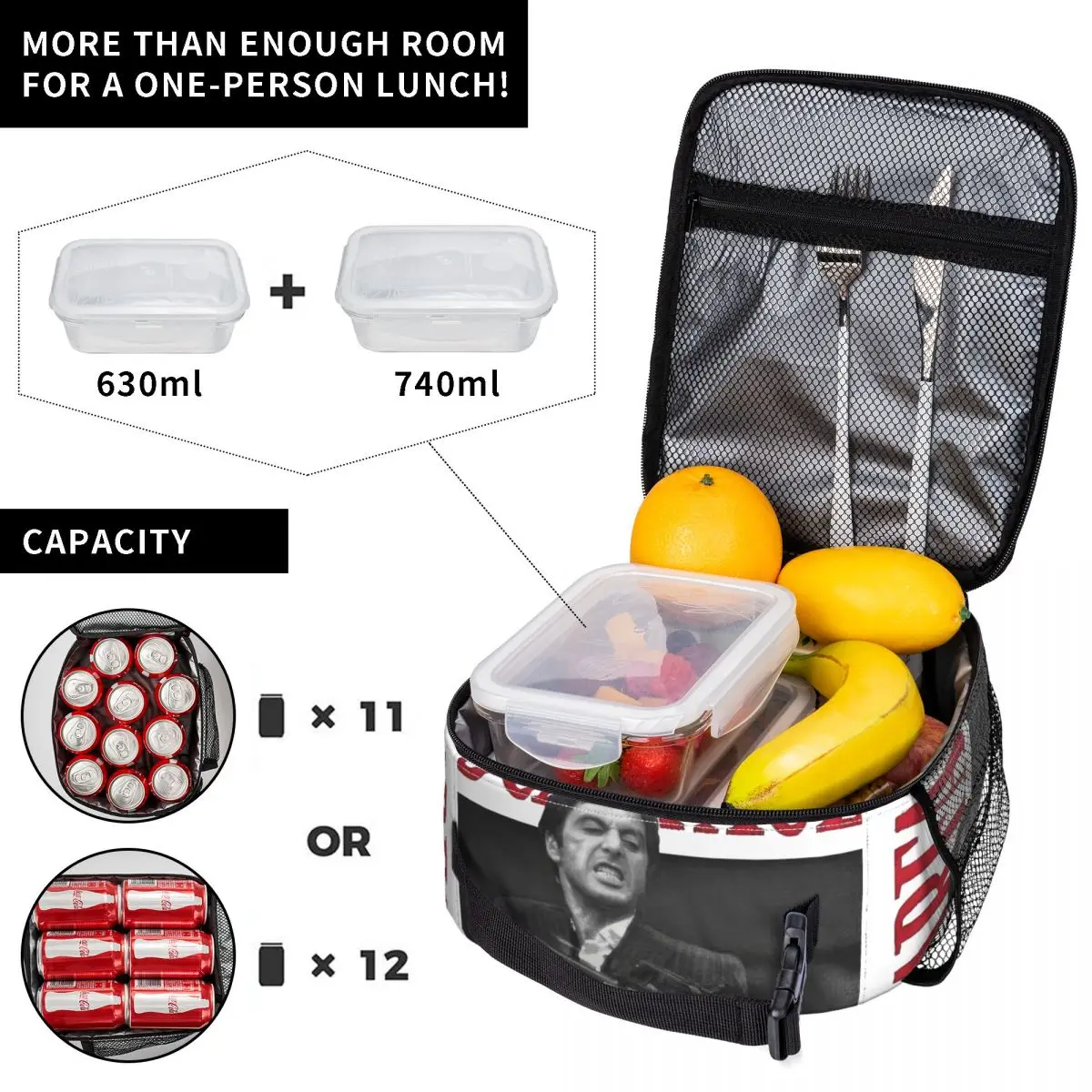 Insulated Lunch Boxes Scarface Movie 2024 Accessories Scarface Tony Montana Lunch Container Cooler Thermal Lunch Box For School