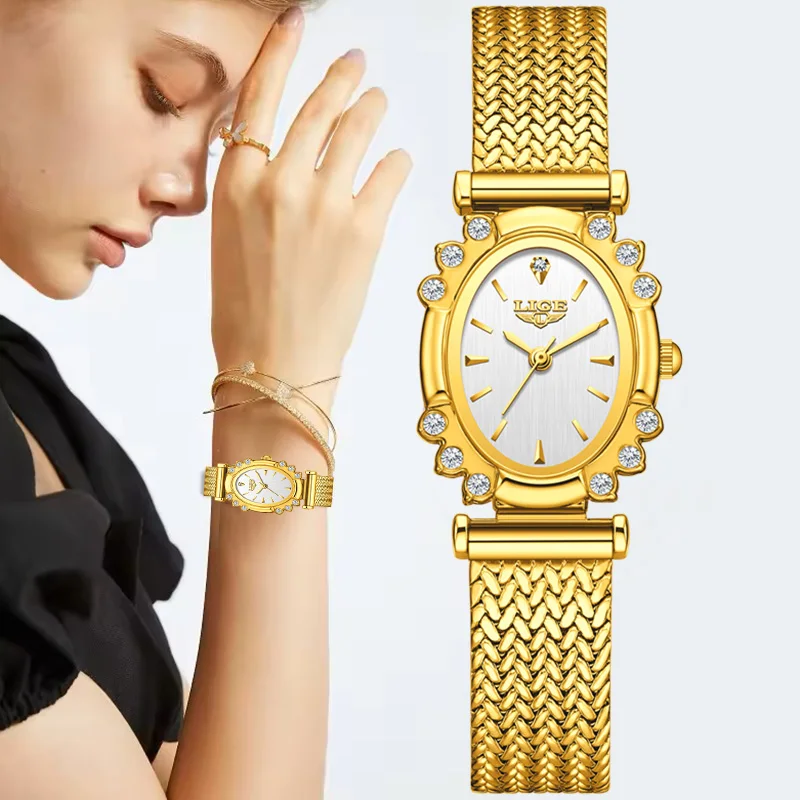 LIGE Top Brand Luxury Woman Watches Waterproof Stainless Steel Women's Quartz Wristwatch Elegant Dress Ladies Watch Montre Femme