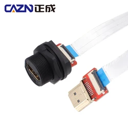 Hdmi fpc防水ip67女性用リアマウントからストレート、オスfpcタイプ、金メッキケーブル