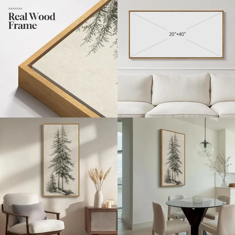 

Настенное искусство в виде эскиза дерева в винтажном стиле, большой черно-бежевый природный холст, подходит для гостиной, офиса, кухни и фойе, 2 шт.