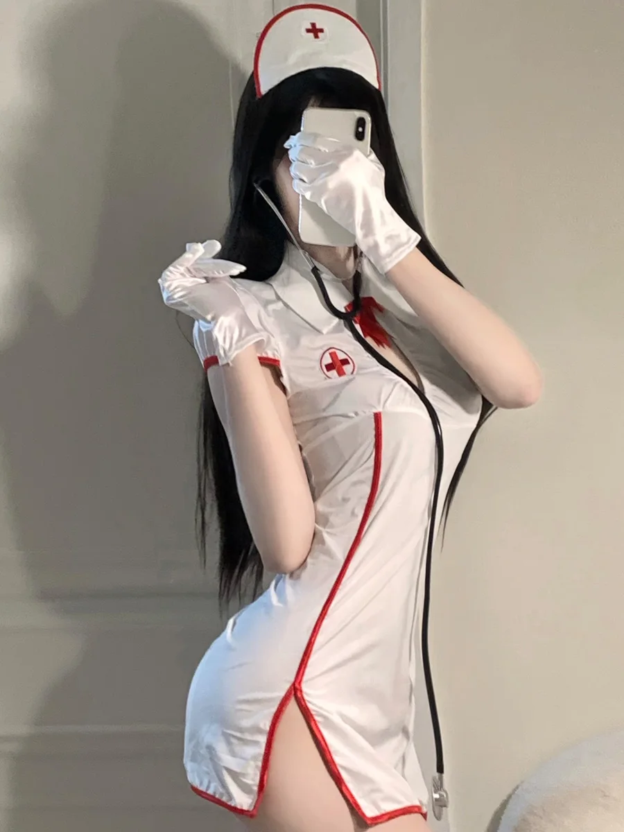 مثير ايمو الملابس الداخلية معاطف للأطباء والممرضات موحدة إغراء ليلة تأثيري خادمة الملابس الداخلية امرأة