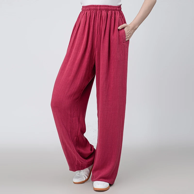 2025 New Unisex Tai Chi Pants, Thickened Linen Cotton Harem Pants for Martial Arts & All-Season Practice