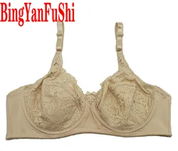 Soutien-gorge sexy en dentelle pour femmes, couverture complète, rembourré, en coton, sous-vêtements minimalistes, push up, lingerie à armatures, grosse poitrine, bh C27