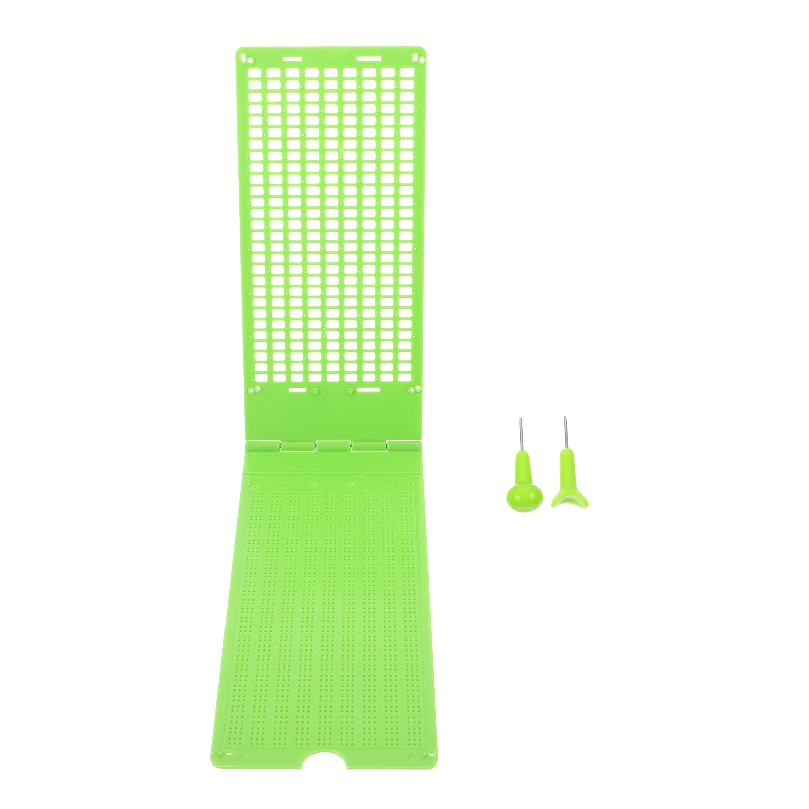 

1 set Green Braille Writing Board 28 Blind Study Supplies Reusable Durable Plastic Stylus Portable Braille for Blind
