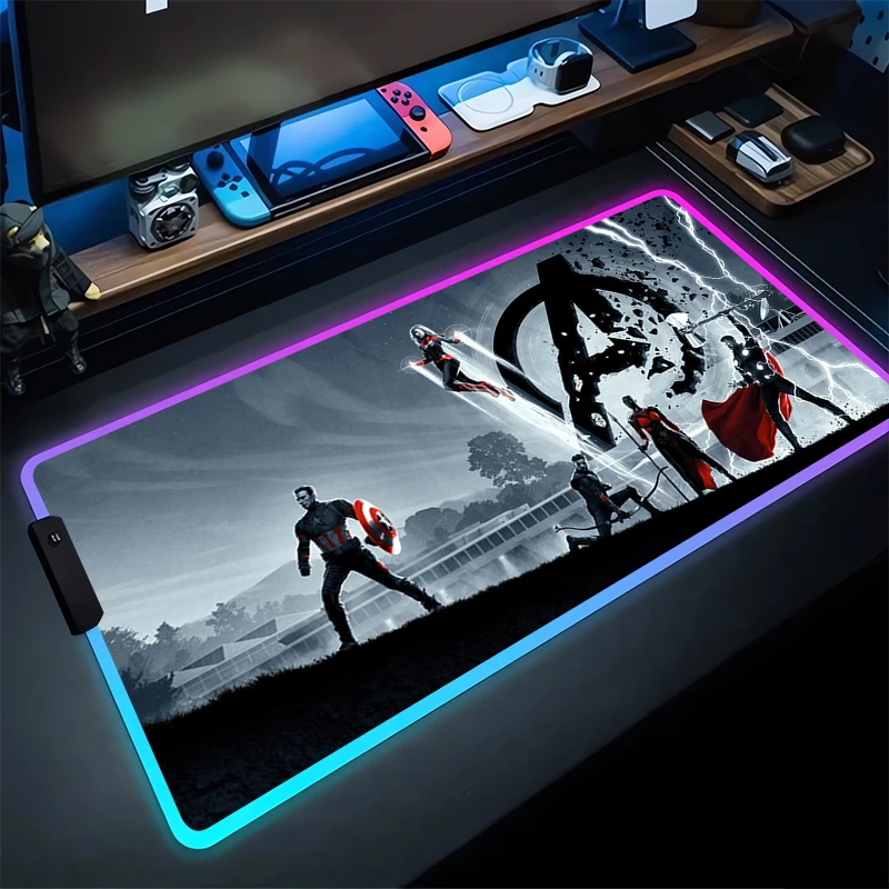 RGB Mouse Pad T-The Avengers Non-Slip Rubber Edge locking mousepads Game play mats notebook computer boy Home Decor M-Marvels