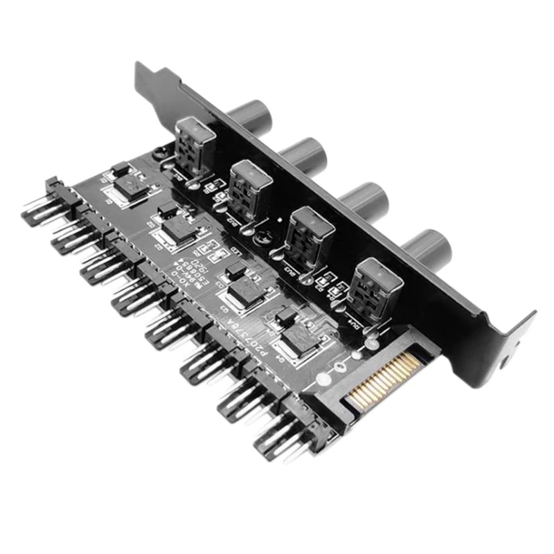 

Компьютер чехол Fan 3Pin/4Pin контроллер скорости Hub восьмипозиционное регулирование скорости четыре кнопки SATA версия