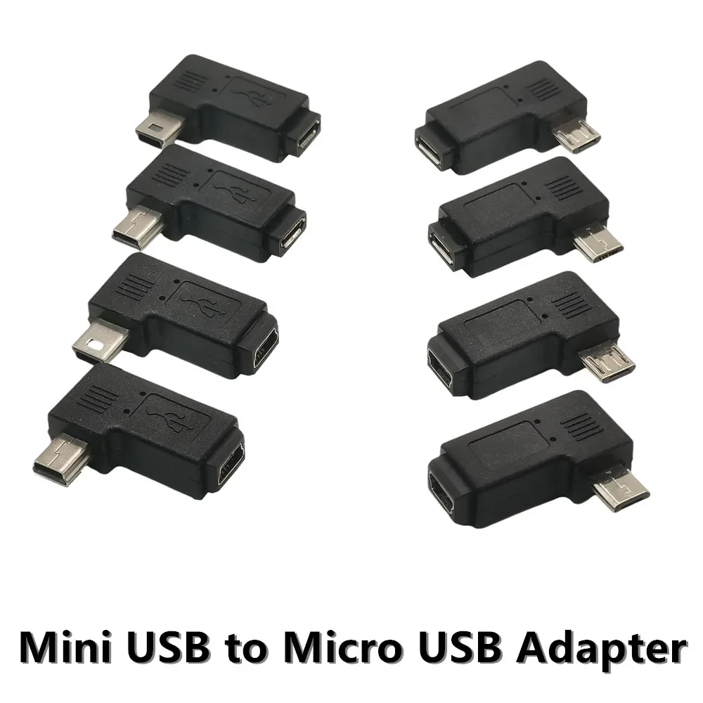 90 Degree Left & Right Angled Mini USB 5pin Female to Micro Male Data Sync Adapter Plug V8 To Mini USB Connector