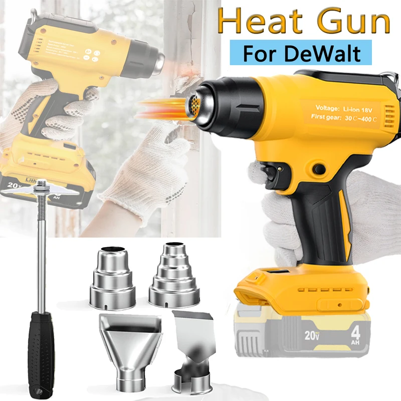 New 2024 Cordless Heat Gun For Dewalt 20v Battery, 350W Fast Heating Soldering Hot Air Gun 30℃-550℃ Air Tempreature