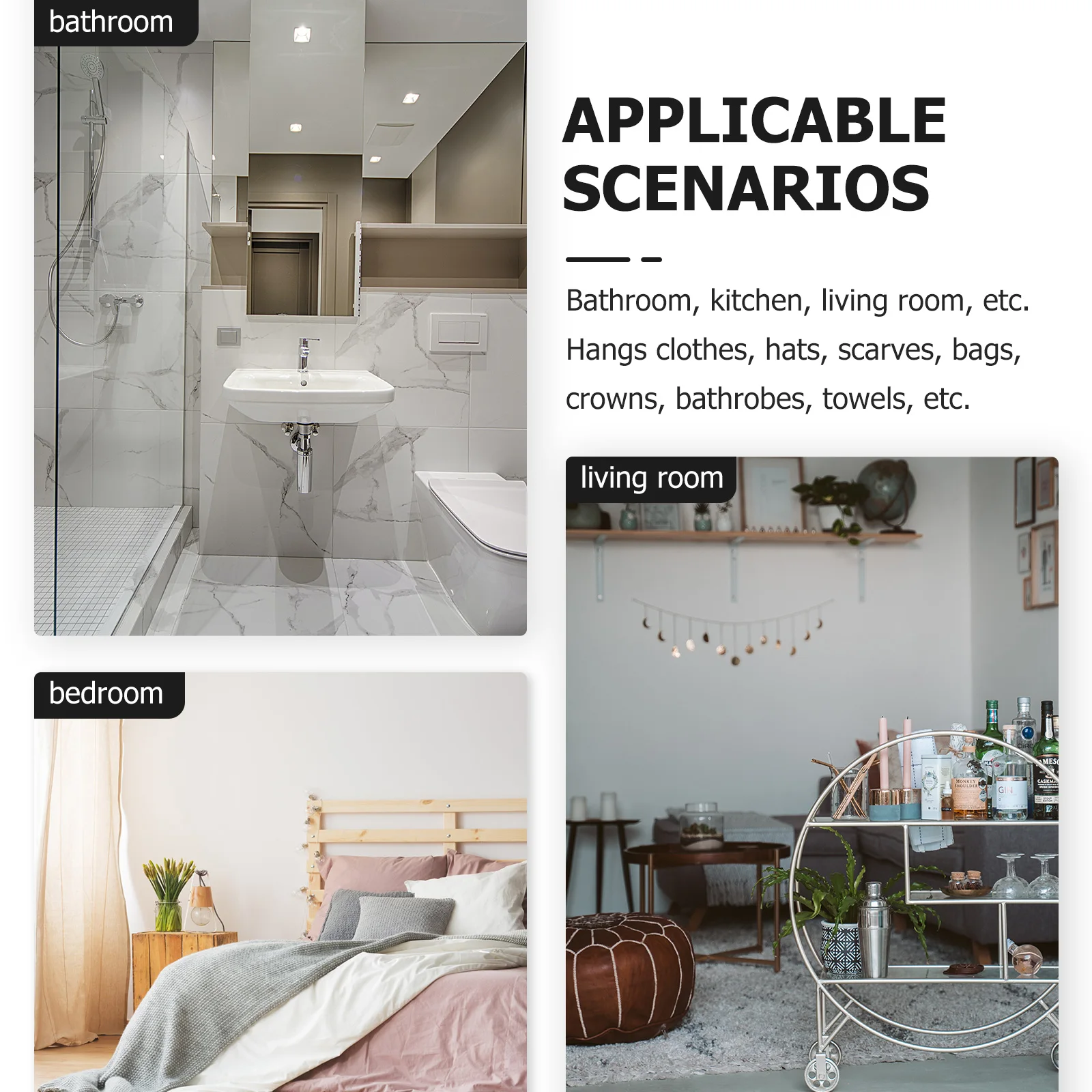 

4Sets Decorative Curtain Holders Iron Wall Hook for Drapes Tieback Mounting Hardware in Home Hotel Office High End Decoration