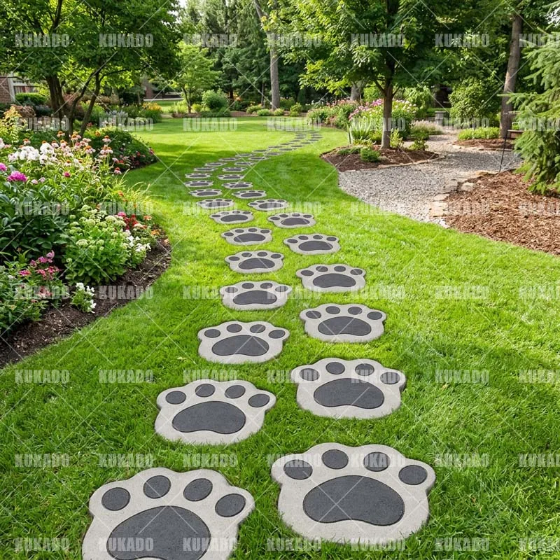 3D printed cat paw cement mold, bear paw shaped colored concrete step stone garden, courtyard paving, split plastic template