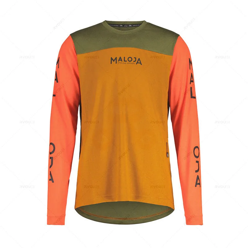 Maloja Cycling Jersey for Men, Long Sleeve, Enduro Motocross, MTB, Downhill Mountain Bike, DH, Quick Drying Shirt