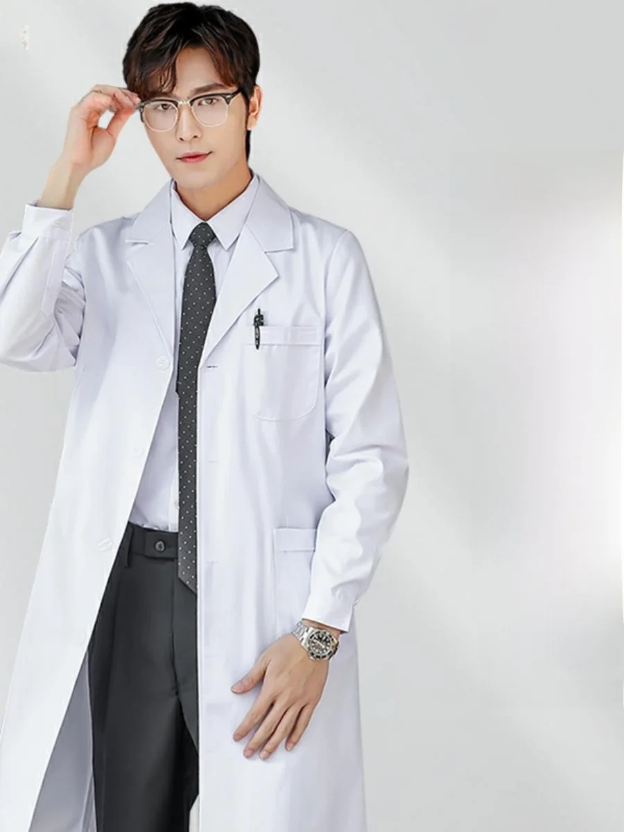

Long Sve White Lab Coat Men's Cht Labora Work orm Isolation Gown Student Training Suit Moisture ng Cotton...