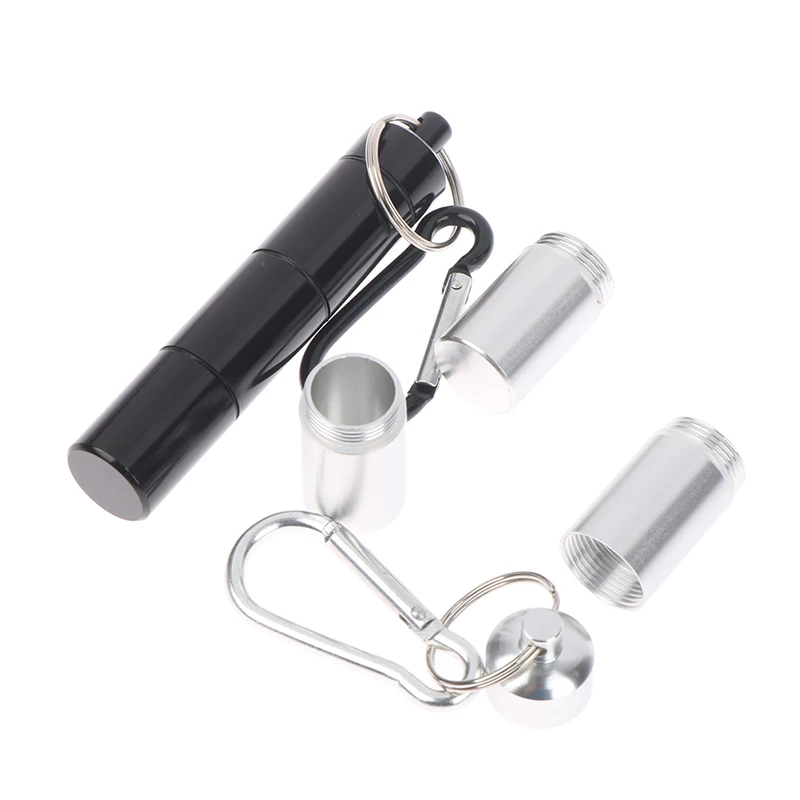 3 Independent Compartments Mini Portable Aluminium Pill Case Keychain Outdoor Pocket Pill Box Container Bottle Pill Case PillBox