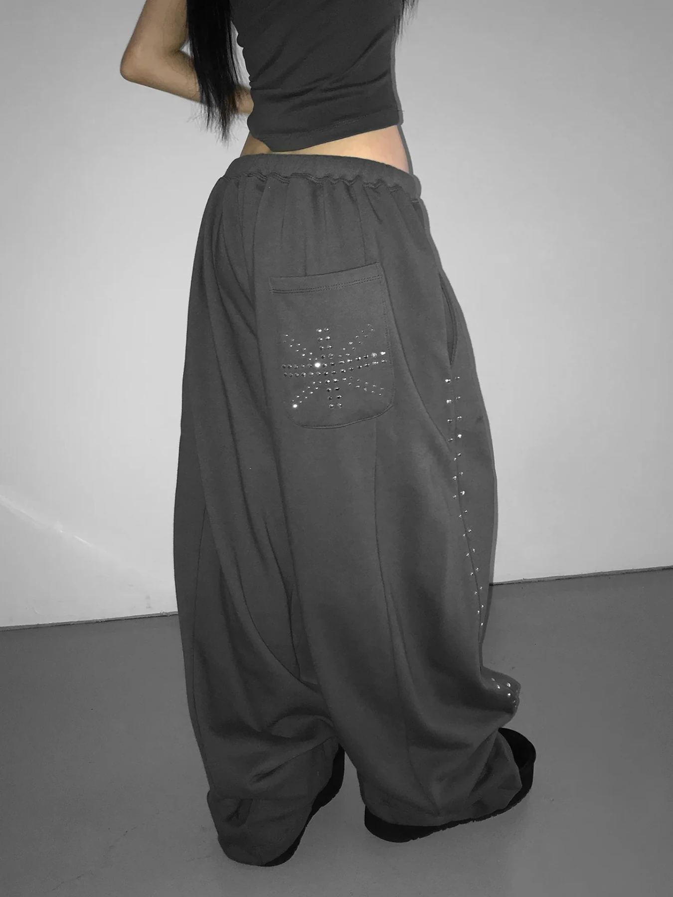 Herbst- und Winterhose mit Reisform-Diamant-Heißprägung, locker geschnitten, personalisierbar, gerades Bein, vielseitig einsetzbar für Sport und Freizeit – Detail 7