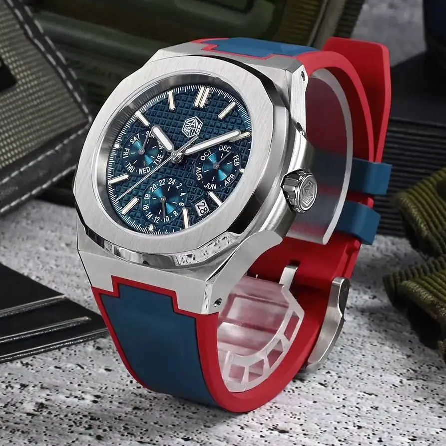 

Мужские автоматические часы San Martin, 43 мм, роскошные механические наручные часы, BGW-9, светящиеся, водонепроницаемые, 10ATM, сапфировое зеркало, Miyota 9120