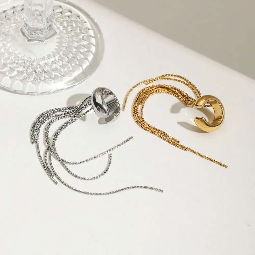

Hip Hop Stainless Steel C Shape Ear Cuff Golded Silver No Piercing Earrings Zircon Thick Gold Jewelry Women