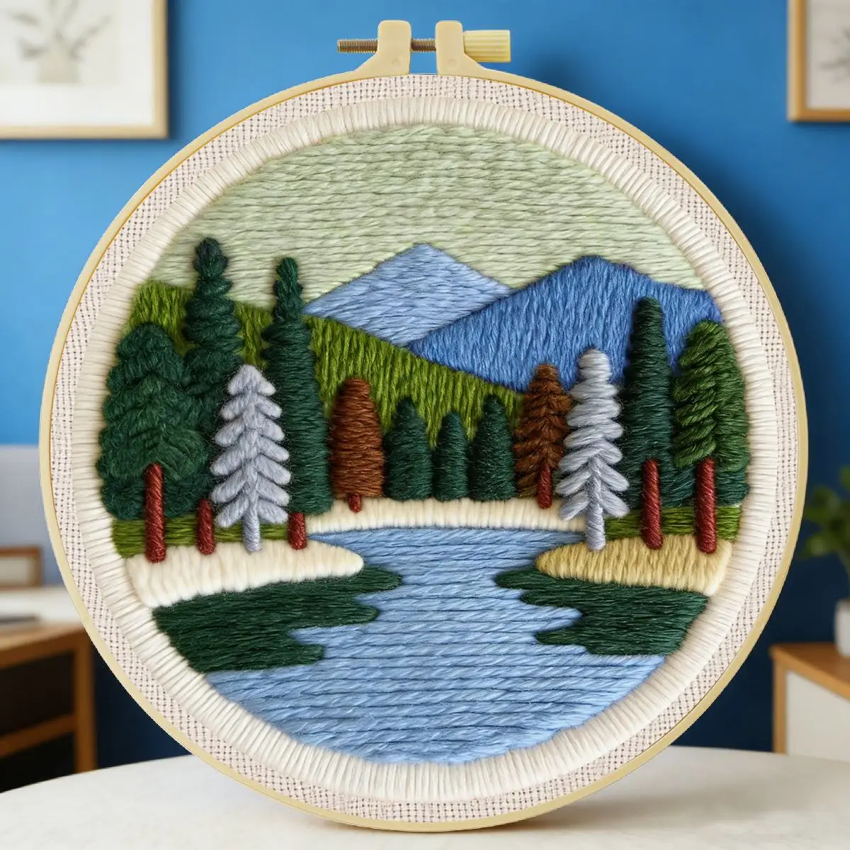 20X20CM/7.87inch Scenery punch needle embroidery set kit Stitch Embroidery Knitted embroidery DIY handmade gift Needle Art