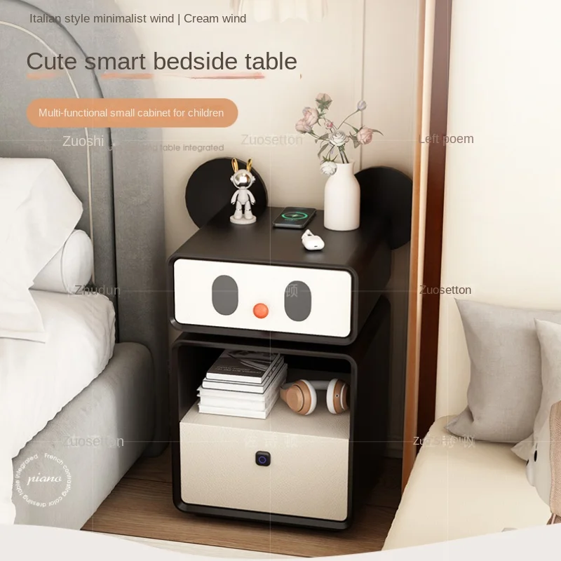 New Mickey bedside table for children and girls, mini Italian minimalist bedroom, cute smart bedside table with lock