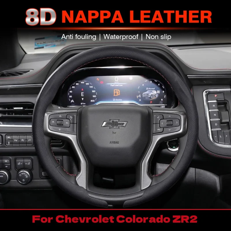 

Nappa Leather Car Steering Wheel Cover For Chevrolet Colorado ZR2 2023-2026 Breathable Non-slip Car-styling Interior Accessorie