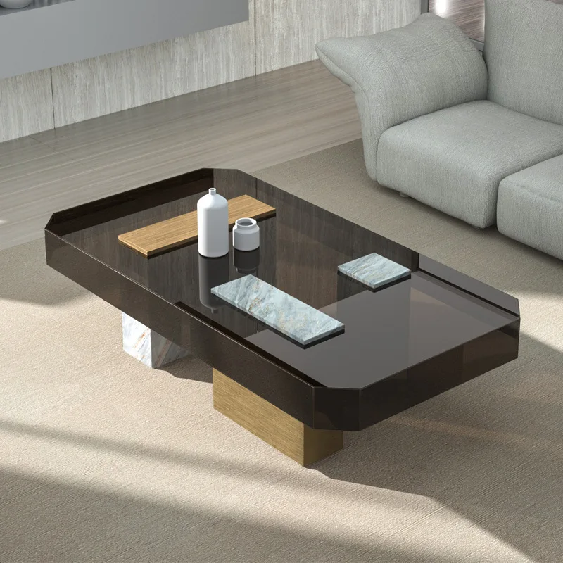 

Simple modern living room rectangular Italian marble coffee table