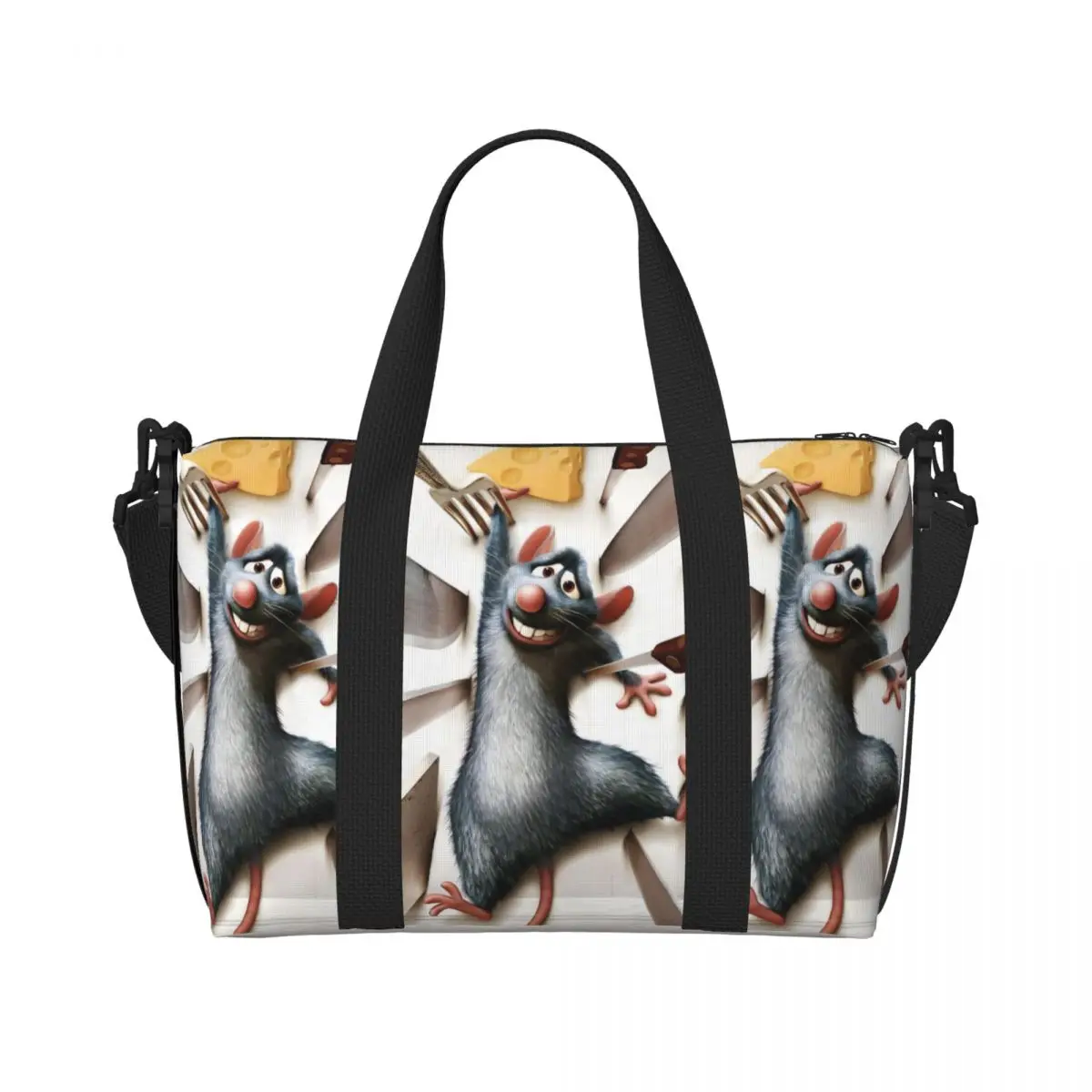 مخصص راتاتوي حقيبة حمل على الشاطئ حقيبة المرأة الرسوم المتحركة الكوميدية مقصورة كبيرة حقائب السفر الشاطئ الصالة الرياضية