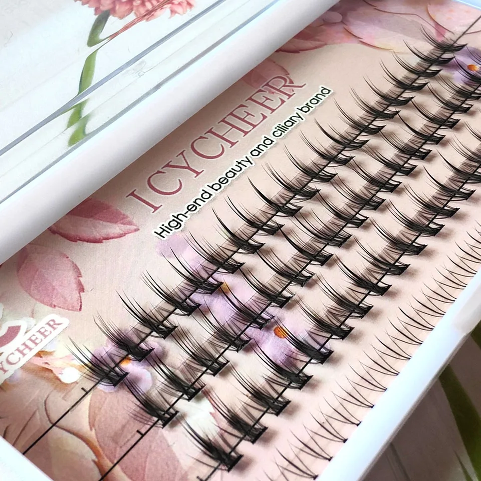 Herramientas de maquillaje: pestañas individuales en racimos, extensión de pestañas natural 3D pre-abiertas, suaves y esponjosas hechas a mano 6