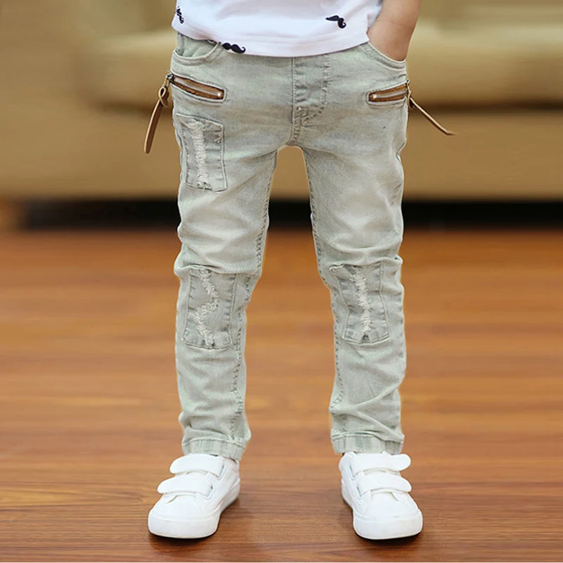 IENENS 4-11Y Bé Trai Mỏng Thẳng Quần Jean Mùa Hè Cổ Điển Màu Ánh Sáng Đáy Trẻ Em Dài Denim Quần Trẻ Em Bé Trai Áo Quần