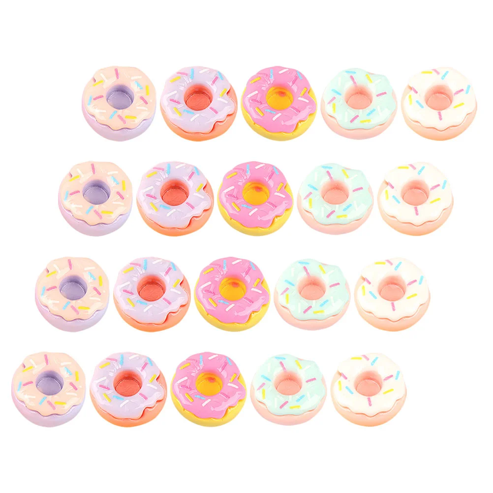 20 Pcs Mini Donuts House Accessories Decorate Decorations Miniature Dessert Model Resin Food