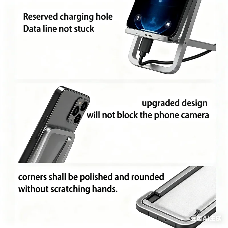 حامل هاتف محمول من سبائك الألومنيوم، حامل سطح مكتب قابل للتعديل قابل للطي لمشاهدة الفيديو بدون استخدام اليدين والتعلم عبر الإنترنت والقراءة #3