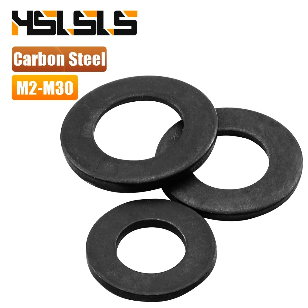 1-100pcs/bag Black Flat Washer 8.8 Grade Carbon Steel M2 M2.5 M3 M4 M5 M6 M8 M10 M12 M14 M16 Plain Washers for Bolts Screws GB98